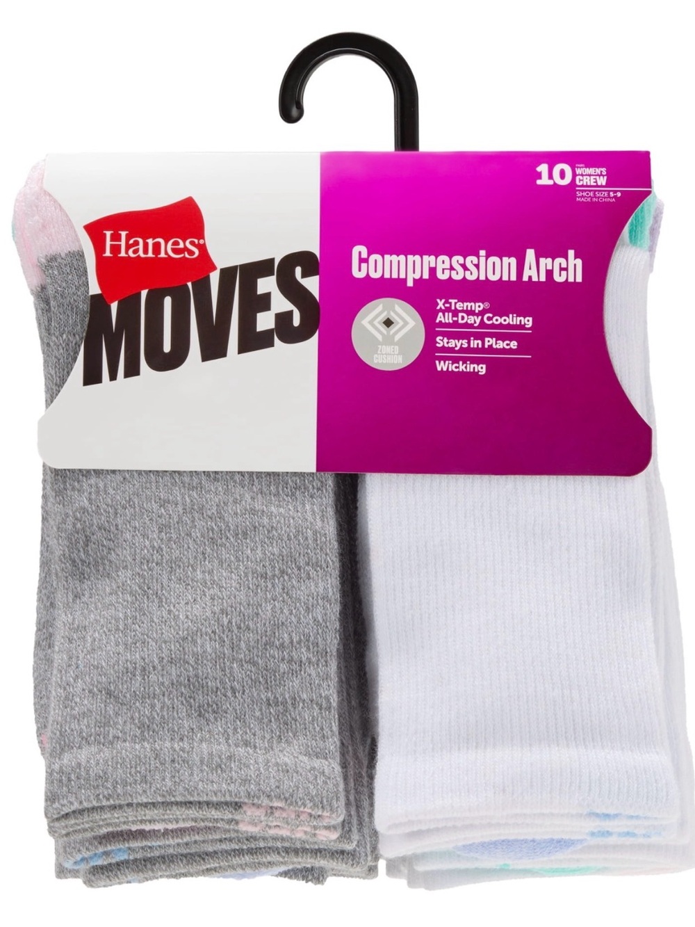 Hanes Women’s Crew Socks Pack - Gray & White